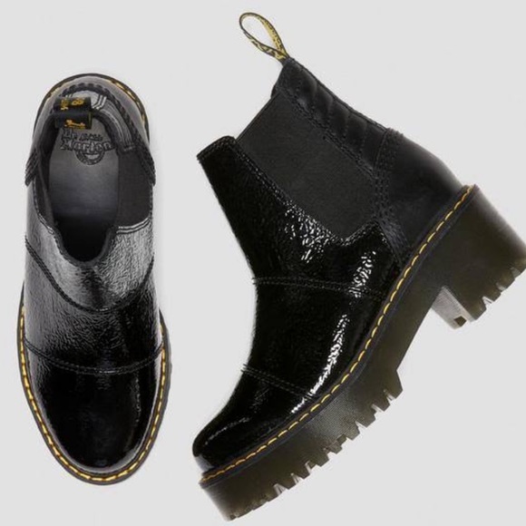 ROZALIE DISTRESSED PATENT HEELED CHELSEA BOOTS - Picture 10 of 10